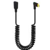 Кабель Адаптер Type-C (під кутом Male Deep PVC) – Type-C (прямий Female) Tactical PVC Black згорнутий пружиною 150 см для товстих планшетів (00179)