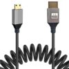 Кабель Tactical згорнутий пружиною 1.0-2.4м  mini-HDMI (1-Прямий стандарт) → HDMI (прямий) для пультів DJI RC Pro та інших mini-HDMI/HDMI (KT_00069)