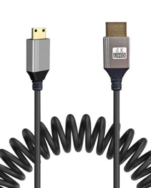 Кабель Tactical згорнутий пружиною 1.0-2.4м  mini-HDMI (1-Прямий стандарт) → HDMI (прямий) для пультів DJI RC Pro та інших mini-HDMI/HDMI (KT_00069)